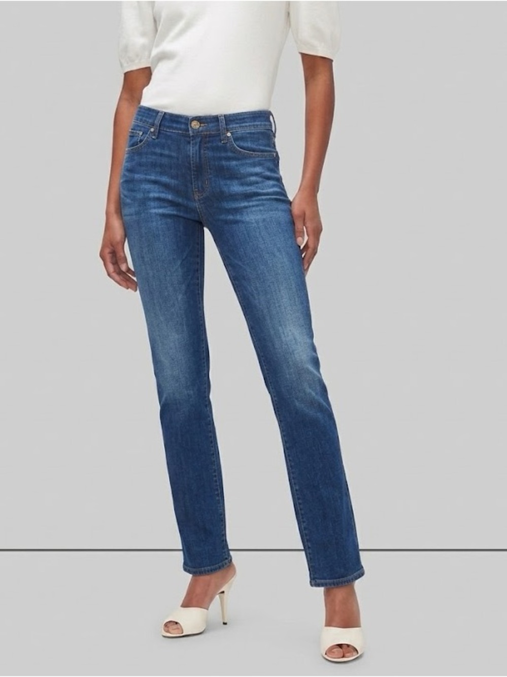 7 For All Mankind The Modern Straight Jeans Blue Wash Stretch Denim Size 31 EUC